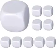 Dry Erase Dice, 10X White Rounded Cubes Blocks, White Acrylic Uniform Blank Dice Cubes for Classroom Board Games, Sticker, Math Counting Teaching