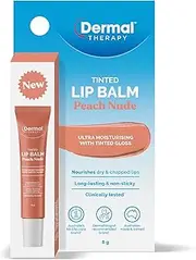 Dermal Therapy Tinted Lip Balm, Hydrating Lip Care for Dry, Chapped Lips, Long-Lasting, Non-Sticky Gloss | Clinically Tested & Dermatologist Recommended | 8g (Peach Nude, 8g)