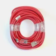 100' 12 Gauge Red Extension Cord with Lighted Single Outlet