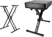 Xfinity Heavy-Duty, Double-X, Adjustable Piano Keyboard Stand with KB100 Padded