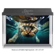 Underwater Tabby Cat Polyester Fish Tank Glass Backdrop Aquarium Background
