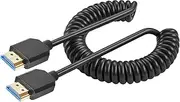 8K HDMI to HDMI Coiled 6FT/1.8M, HDMI 2.1 Coiled Cable 48Gbps, Extreme Thin HDMI Male to Male Cable Supports 8K@60Hz, 4K@120Hz for Monitor, Laptop, PC, TV