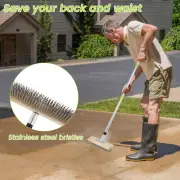 Deck Scrub Brush Stainless Steel Deck Wire Brush with 60 Inch Long Handle FasTJ