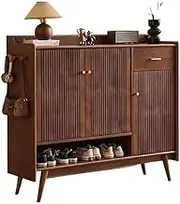 Freestanding Entry Shoe Cabinet with Door, Versatile Modern Freestanding Shoe Rack Storage for Closet, Living Room, Bedroom (Brown) Shoe Cupboard