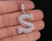 Men's 2.9Ct White Personalise 3D "S" Letter D/VVS Moissanite Pendant 925 Silver