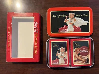 Original Factory Sealed Coca Cola Playing Cards in Collectible / Collector Tin