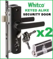 2 x Whitco MK2 Security Screen Door lock Includes 2x cylinders Keyed alike 4keys