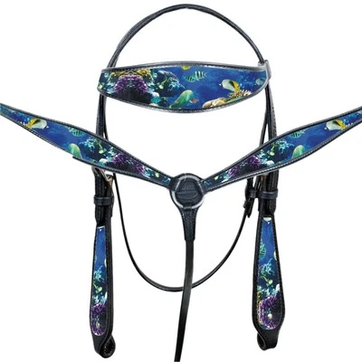 HILASON Western Horse Leather Headstall & Breast Collar Tack Set | Leather