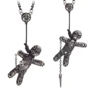 Alchemy Gothic Voodoo Doll Pendant Necklace Stick Pin Chain Witch Grimoire P769