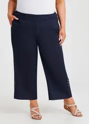 [TS] Taking Shape Button Hem Linen Bamboo Pant Size 16 in Dark Indigo - Plus Size Women's Bottoms Dark Indigo