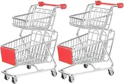 Toddmomy 2pcs Mini Shopping Cart Two Handcart for Supermarket Prop Compact Design for and Play