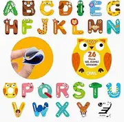 26PCS Uppercase Letter Jelly Stickers, Thick Removable Reusable Alphabet Animal Window Door Gel Decals for Home Classroom Nursery Kids Toddlers Adults Animal Party Supplies Decorations (Not Edible)
