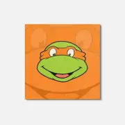 Teenage Mutant Ninja Cartoon Michelangelo Head 4'' X 4'' Square Wooden Coaster