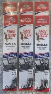 6 Packs Eagle Claw Snell Plain Shank Size 1/0