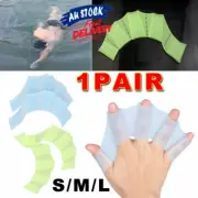 1pair Swim Webbed Swimming Flippers Finger Palm Paddle Gloves Hand Fins Silicone