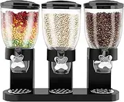 Cereal Dispenser, Countertop Triple Dry Food Dispenser, 2L Large Capacity Cereal Dispenser, Airtight Food Storage Container, Pantry Kitchen Organiser, Candy Dispenser for Nuts Candy Dry Food (Black)