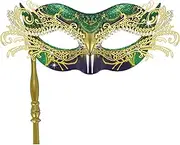 FRUOR Masquerade Mask with Stick for Women, Half Venetian Mask Party Costume Accessory for Halloween, Mardi Gras Ball Eyemask