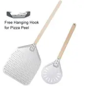 Perforated Pizza Peel with Turning Pizza Peel Wood Handle Pizza Baking Tools