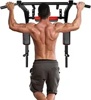 STARBRILLIANT Multi-functional Wall Mounted Pull Up Bar Heavy Duty Chin Up Bar for Home Gym Indoor Upper Body Workout, Power Tower Set Training Equipment Fitness Dip Stand Supports to 440 Lbs