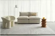 Obu Grey and Cream Geometric Washable Rug