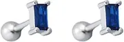 [Pierced Owl] 20GA 925 Sterling Silver Rectangular Zircon Crystal Barbell Studs