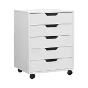 Artiss 5-Drawer Filing Cabinet Mobile Rolling Storage Cabinet Chest of Drawers Stand White