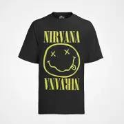 Retro Nirvana Smiley Bands Musik Rock Grunge Kurt 80s Herren Bio T-Shirt S-XXXL