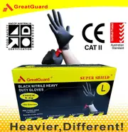1,000 PCS Black Nitrile Glove,Disposable,Heavy Duty 6.0 grams,Tough and Strong,Powder Free,Non-Sterile,Textured Fingertips,Food Safe