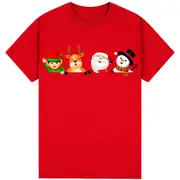 100% Cotton Christmas Unisex T-shirt Adult Tee Mens Top Santa Xmas Party Custume - Christmas Crew (Red)