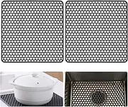 2 PCS Silicone Sink Protector, kitchen Sink Mats Grid Accessory, Folding Heat Resistant Non-slip Sink Mat for Bottom of Farmhouse Stainless Steel Porcelain Sink (Grey,12 ''x 12 '')