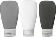 AWOCAN 3PCS Travel Bottles for Toiletries LeakProof Squeezable Refillable Travel Containers Empty Plastic Squeeze Bottles for Conditioner Shampoo Lotion (Dark gray+white+light gray)