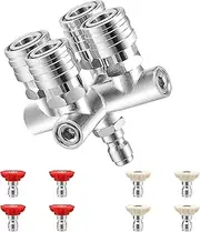 4-in-1 Pressure Washer Tips,Quadruple Pressure Washer Nozzle, 4 Nozzle for Pressure Washer with 8PCS Pressure Washer Spray Nozzles(0 Degree Red & 40 Degree White), 1/4 Inch Quick Connect, 5000 PSI