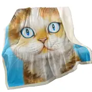 Cats Art Paintings Blue Eye Ginger Kitten Throw Blanket