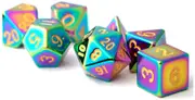 MDG Metal Polyhedral Dice Set - Torched Rainbow