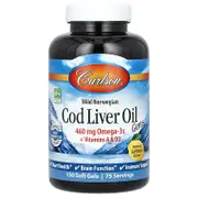 Carlson, Wild Norwegian, Cod Liver Oil Gems, Natural Lemon, 150 Soft Gels