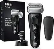 Braun Series 8 Men's Razor with 3+1 Shaving Head, Electric Shaver & Trimmer for Precision, Sonic Technology & 40° Head with Contour Adjustment, Wet & Dry, 8410s, Black