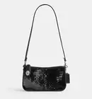 COACH Penn Small Leather Sequined Shoulder Bag Clutch ~NWT~ Black CM547