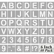 40 Pcs 6In Reusable Letters and Numbers Stencils for Painting Wall Art DIY Craft