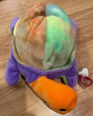 Retired TY Turtle Snap Tye Dye Purple Green Plush Stuffed 1998 Pillow Pals