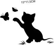 Luxshiny 4Pcs Flapping Cat Car Stickers Scratch Cover Decals for Car Durable Pet Material Eye Catching Reflective Design Black White Stickers for Vehicles
