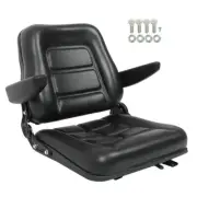 Universal Forklift Seat PVC Tractor Seat Foldable W/ Armrests & Safety Switch