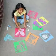 Fun Express Large Animal Chalk Stencils - 12 Pc