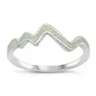 Ring Sterling Silver 925 Lab White Opal Rhodium Plated Face Height 7 mm Size 10