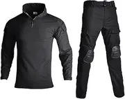 [Lilychan] Mens Tactical Military Suits Long Sleeve Rip-Stop Uniforms Combat Shirt and Pants Elbow Knee Pads