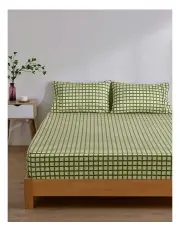 [Dreamaker] Micro Flannel Grid Combo Fitted Sheet Set in Olive