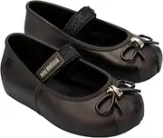 [mini melissa] Sophie Ballet Mary Jane Flats for Babies & Toddlers, Metallic Black, 7 Toddler