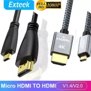Micro HDMI Type D to HDMI Male Cable V2.0 1.4 HD 4K@60Hz 1080P Digital HDTV Lead