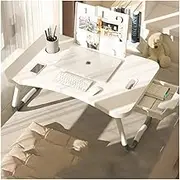 Sleek Corners Arc Laptop Bed Desk,Card Slot/Drawer/Cup Holder/Reading Rack/Handle/Foldable Leg Bed Tray Table,Eating Writing Write