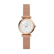 Fossil Ladies Carie Mini Rose Gold Case Band Model ES4433 Stainless Steel 3 Hands