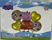 5 Pcs. Happy Birthday Peppa Pig Balloons / 5 globos de Peppa Pig